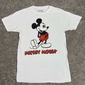 Disney Mickey Mouse Double Sided Shirt White Small Mirror Short Sleeve